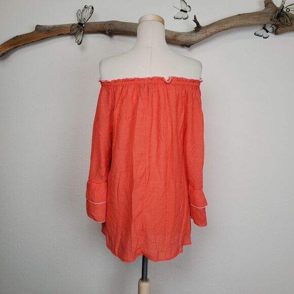 Unique spectrum off shoulder ruffle sleeve top - Picture 4 of 7